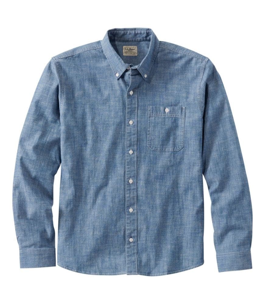 Men's Comfort Stretch® Chambray Shirt, Traditional Untucked Fit, Long-Sleeve 1