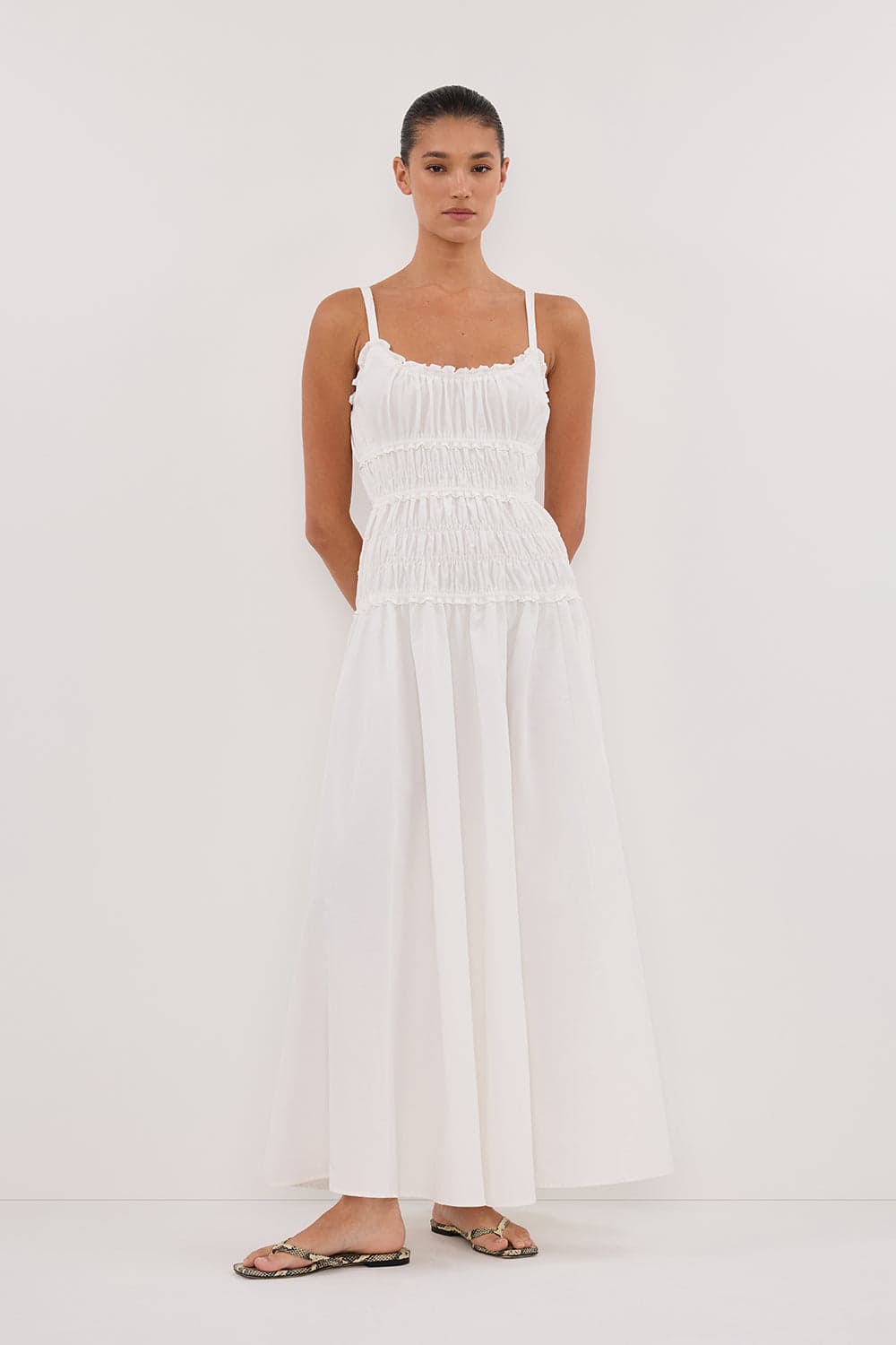 TOBY WHITE COTTON MIDI DRESS 1