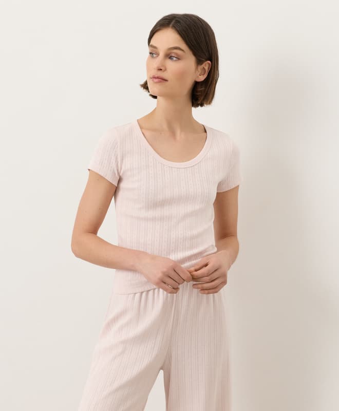 Women’s Clearance Pointelle Scoop Neck Tee made with Organic Cotton