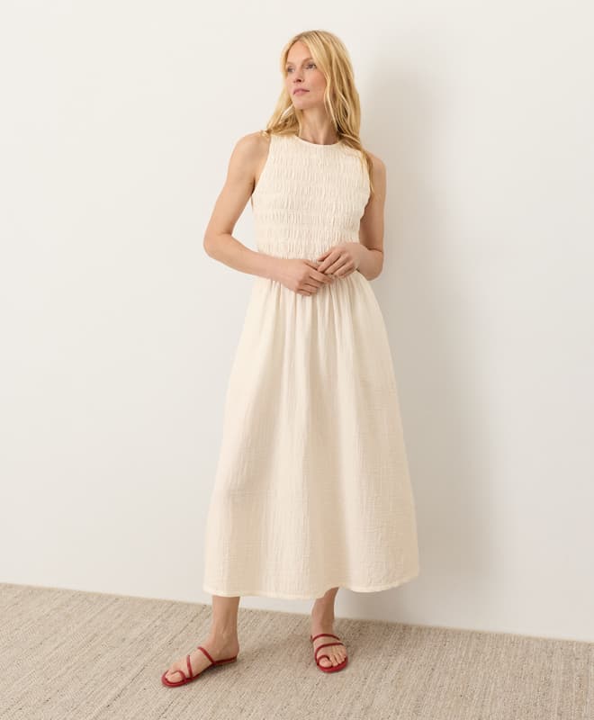 Women’s Coastal Double Gauze Smocked Dress