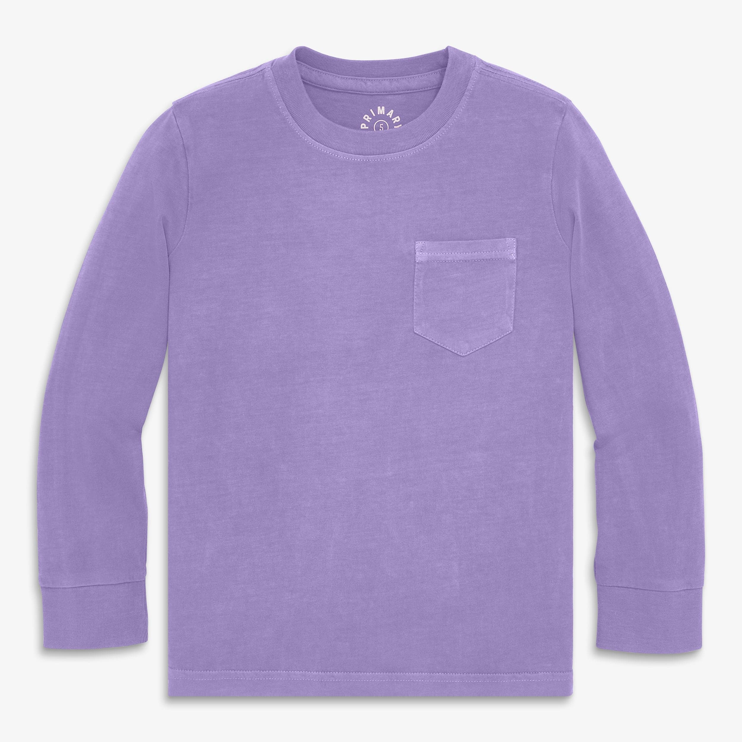 Clearance kids long sleeve garment dyed pocket tee