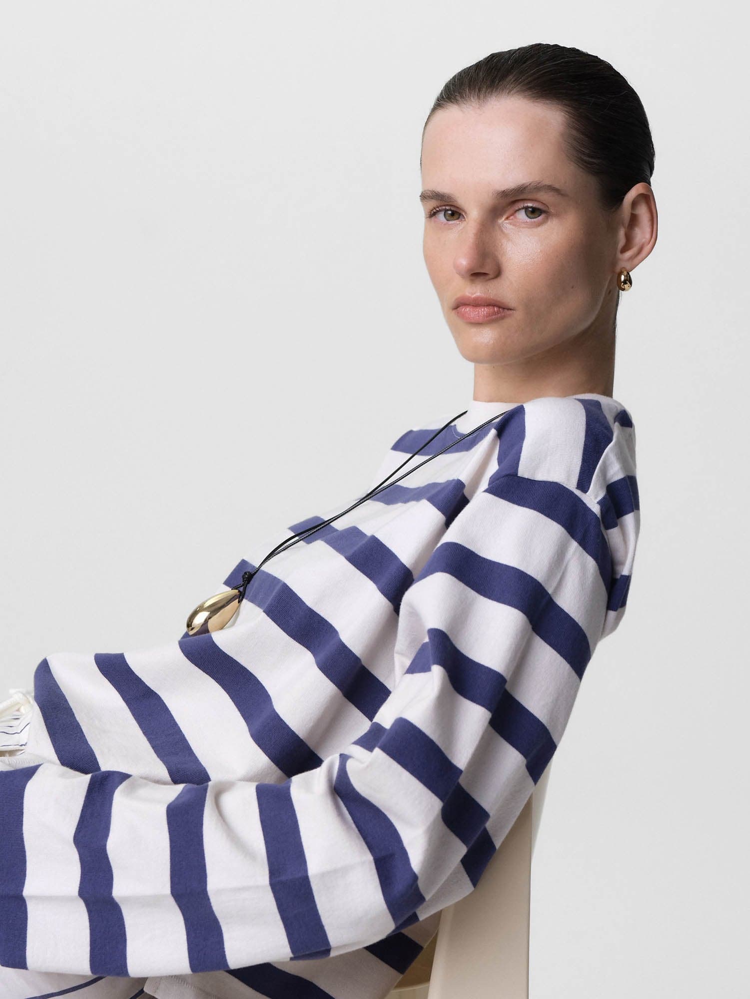 Organic Structured Cotton Striped Long Sleeve Tee