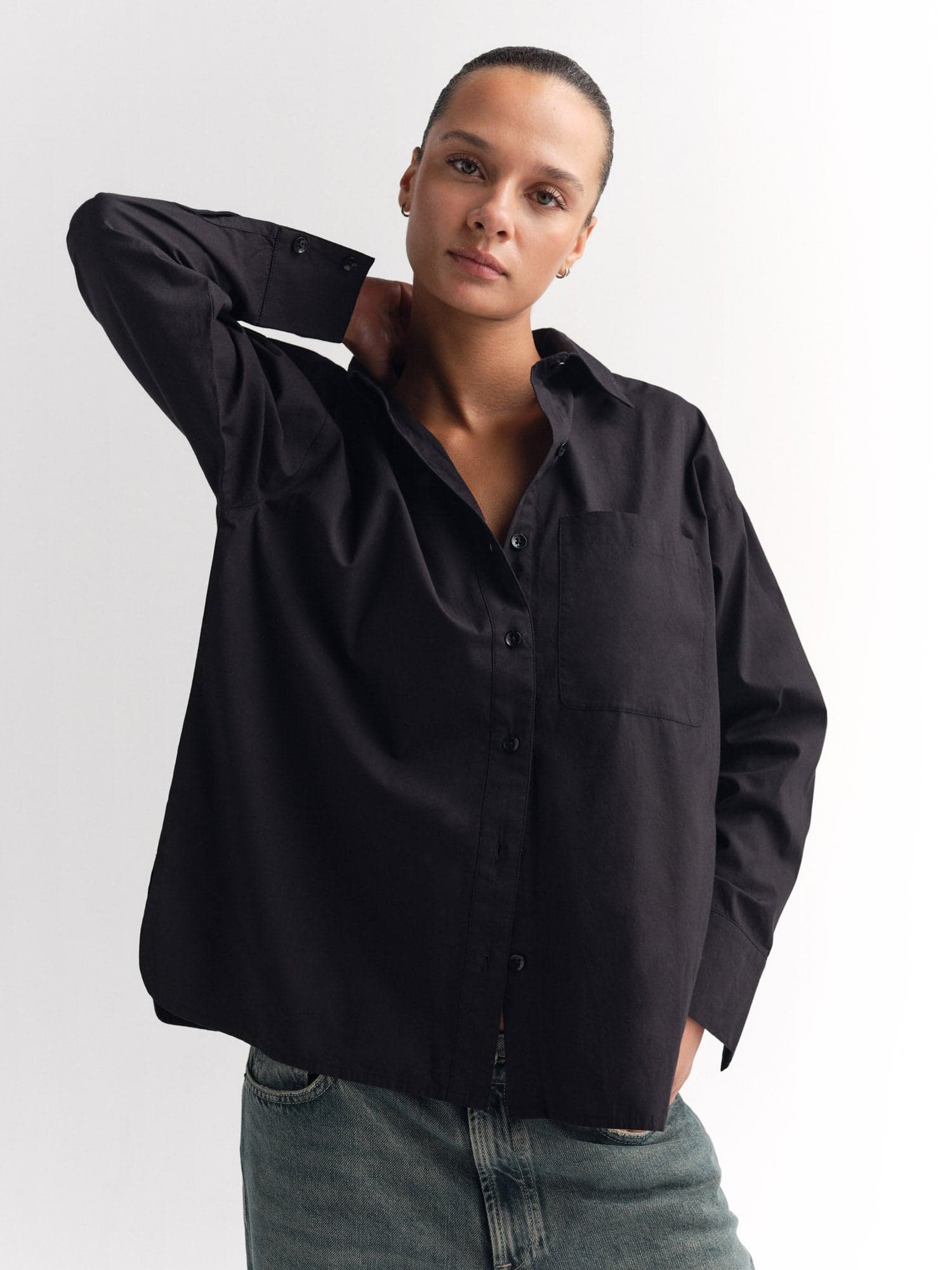 Organic Poplin Long Sleeve Button Down