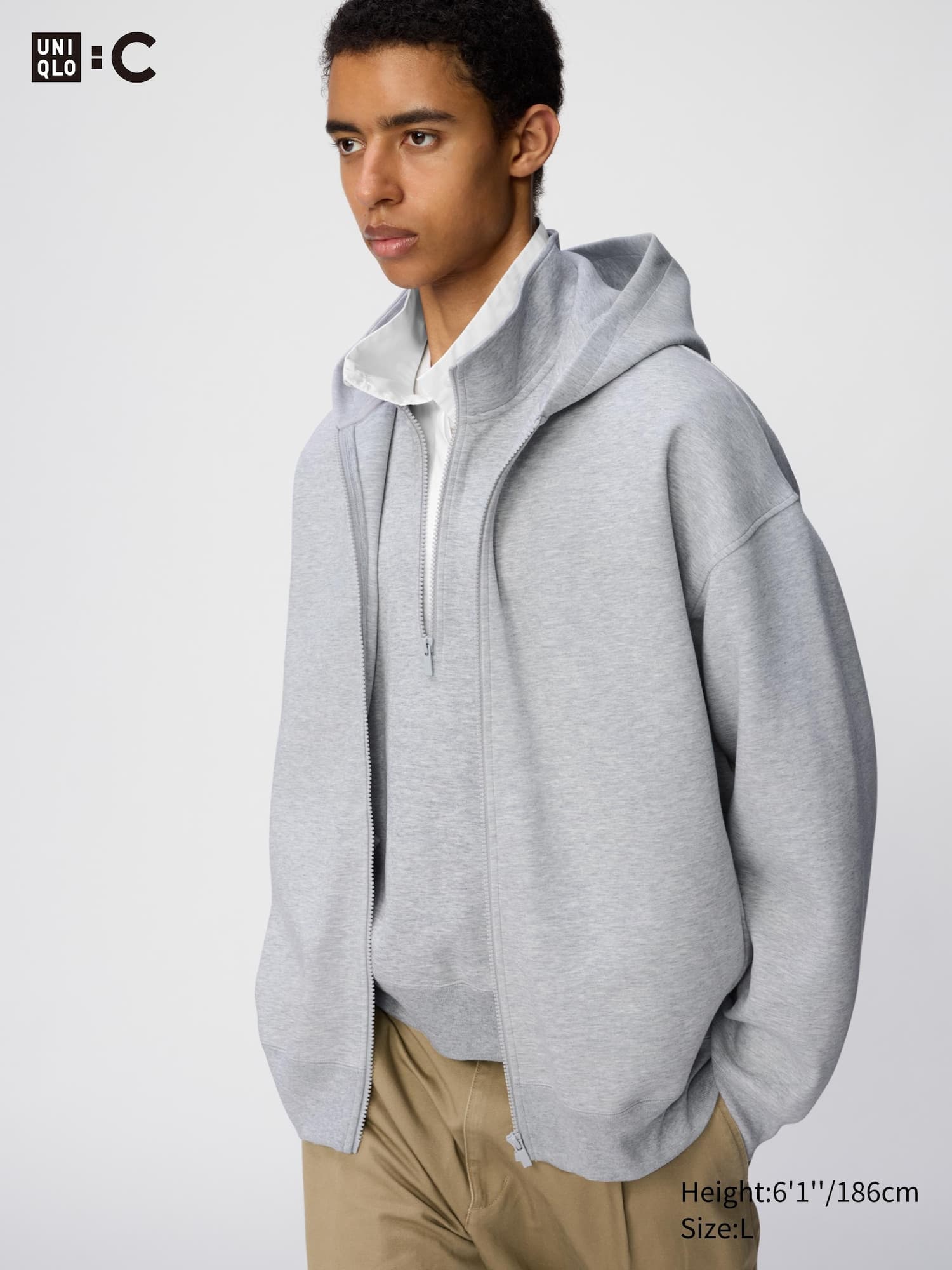 Sweat zippé à capuche oversize
