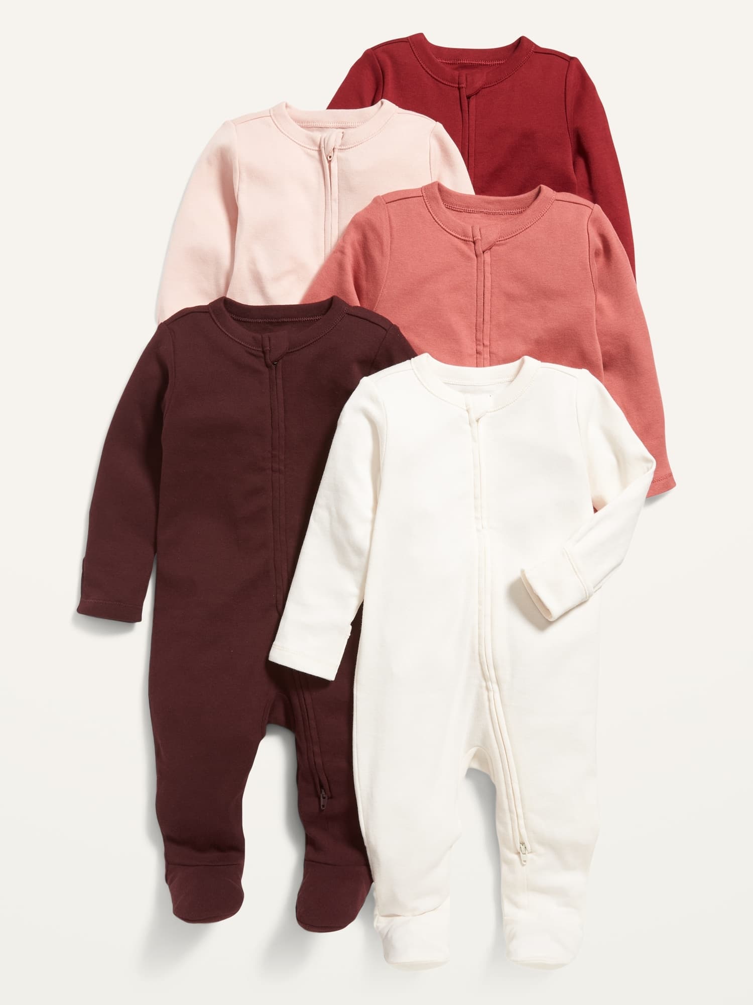 Unisex 2-Way-Zip Sleep & Play Footed One-Piece 5-Pack for Ba